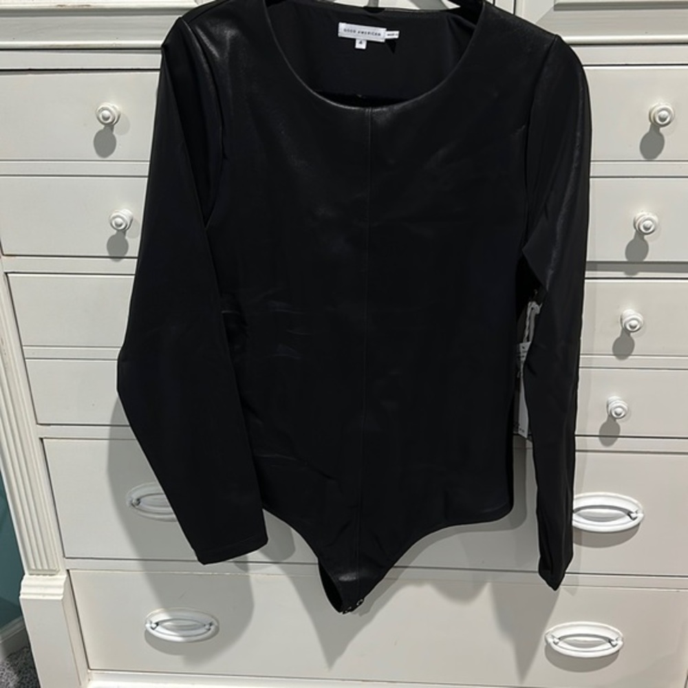 NWT Good American - Better than Leather long sleeve body suit